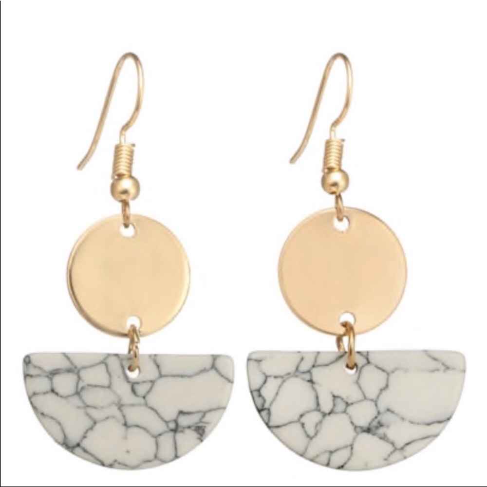 Gold & marble earrings